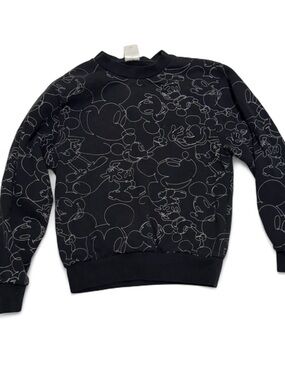 Black Mickey Outline Crewneck Sweater